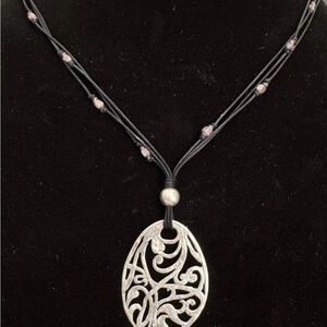 Silpada  N1805 Black Cord Necklace with Silver Pendant